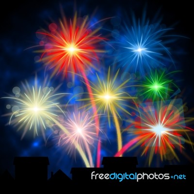 Color Fireworks Shows Explosion Background And Celebration Stock Image
