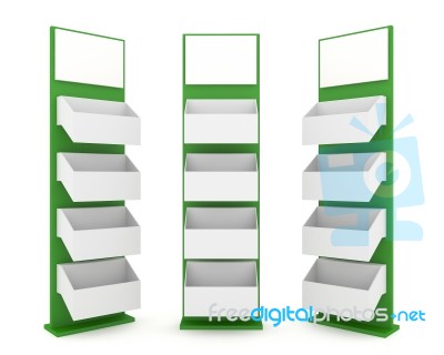 Color Green Shelves Stand Design Stock Image