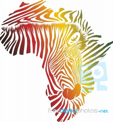 Color Map Of Africa Made Of Zebra Head And Skin Stock Image
