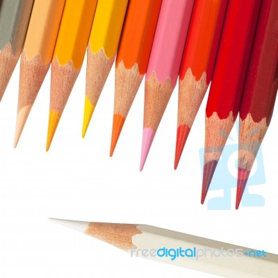Color Pencil And White Pencil Stock Photo