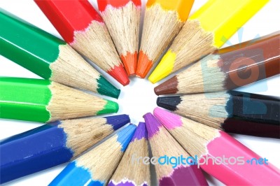 Color Pencil In Circle Stock Photo