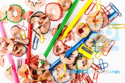 Color Shavings Pencils Stock Photo