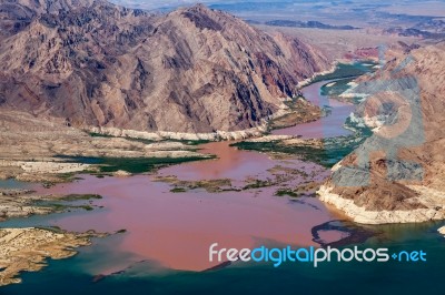 Colorado River Joins Lake Mead Stock Photo