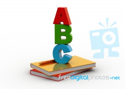 Colored Alphabets With Book And Pencil Stock Image