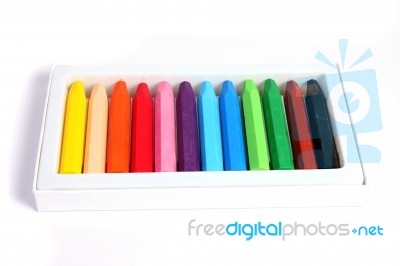 Colored Wax Crayons Stock Photo