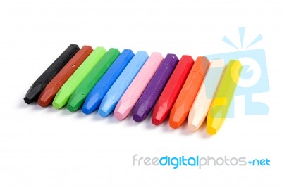 Colored Wax Crayons On Isolated Background Stock Photo