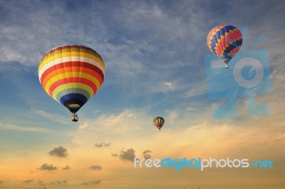 Colorful Balloons With Dramatic Sky Stock Photo