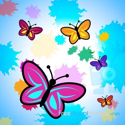 Colorful Butterflies Shows Vibrant Butterfly And Colors Stock Image