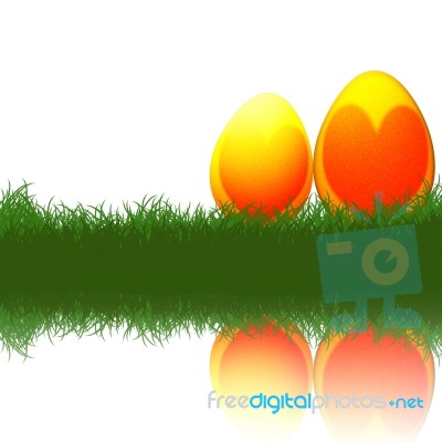 Colorful Easter Eggs Sitting On Grass Field Stock Image