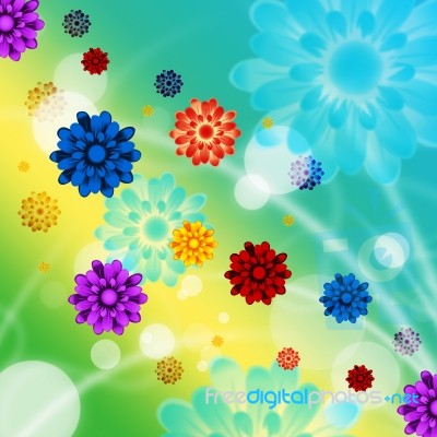 Colorful Flowers Background Shows Pretty Garden And Beach
 Stock Image