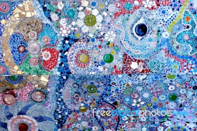 Colorful Glass Mosaic Art And Abstract Wall Backgr Stock Photo
