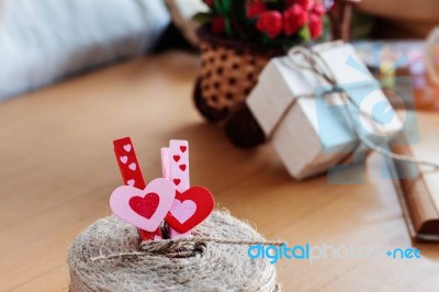 Colorful Heart On The Desk Stock Photo