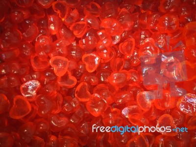 Colorful Heart Shape Jelly Candy Snack Group. Sweet For Valentines Day Background Stock Photo
