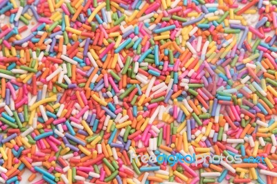 Colorful Heart Shape Sugar Sprinkle , Decoration For Cake And Bakery Stock Photo