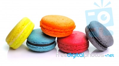 Colorful Macarons Isolated On White Backrgound Stock Photo