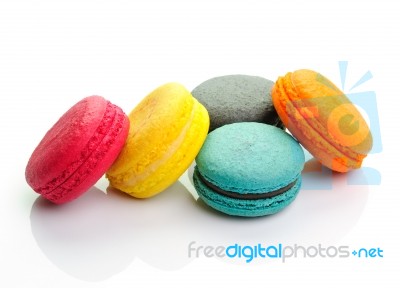 Colorful Macarons Isolated On White Backrgound Stock Photo