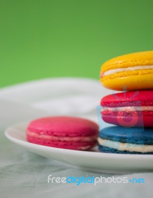 Colorful Macaroon Or Macaron French Sweet Dessert  Stock Photo