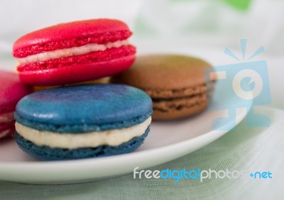 Colorful Macaroon Or Macaron French Sweet Dessert  Stock Photo