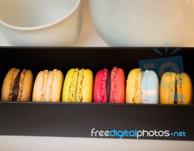 Colorful Macaroons In Different Flavor Stock Photo