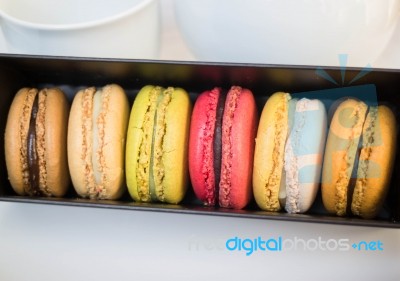 Colorful Macaroons In Different Flavor Stock Photo