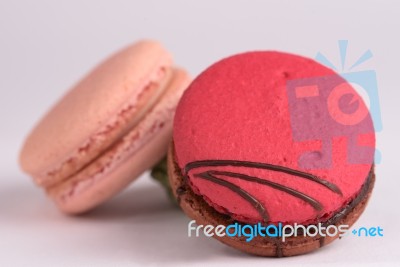 Colorful Macaroons On White Background. Macaron Or Macaroon Is S… Stock Photo