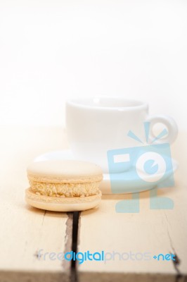 Colorful Macaroons With Espresso Coffee Stock Photo