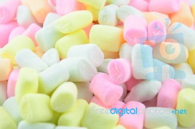 Colorful Marshmallow On White Background Stock Photo