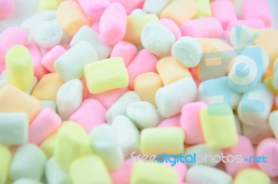 Colorful Marshmallow On White Background Stock Photo