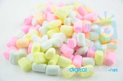 Colorful Marshmallow On White Background Stock Photo