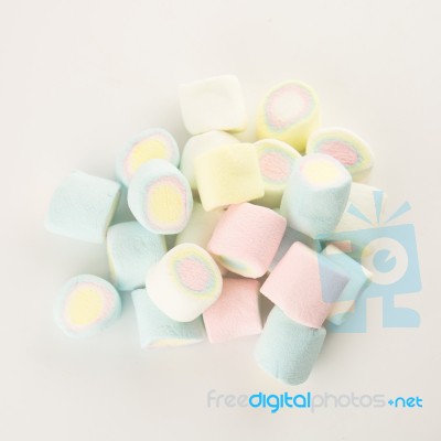 Colorful Marshmallow On White Background Stock Photo