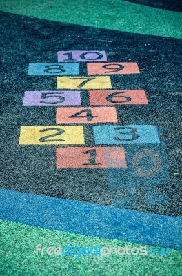 Colorful Number On Playground Stock Photo