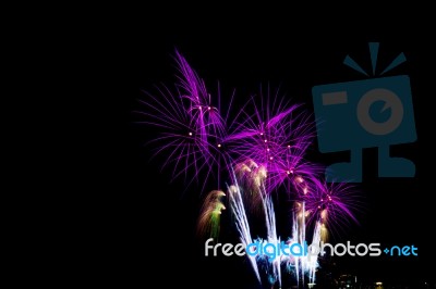 Colorful Of Fireworks On Sky Stock Photo