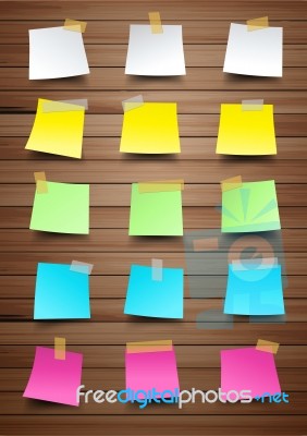 Colorful Paper Notes On Wood Texture Stock Image