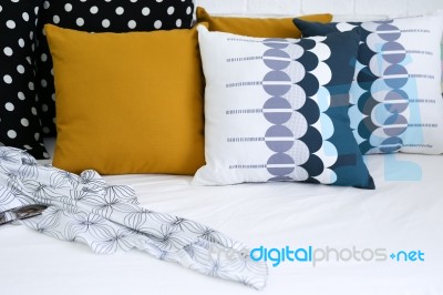 Colorful Pillows On A Sofa Stock Photo