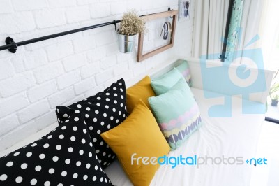 Colorful Pillows On A Sofa Stock Photo