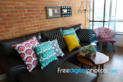 Colorful Pillows On A Sofa Stock Photo Colorful Pillows On A Sofa Stock Photo