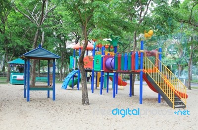 Colorful Playground In The Park Stock Photo