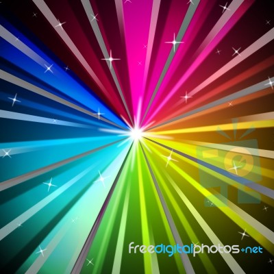 Colorful Rays Background Shows Brightness Rainbow And Radiating… Stock Image