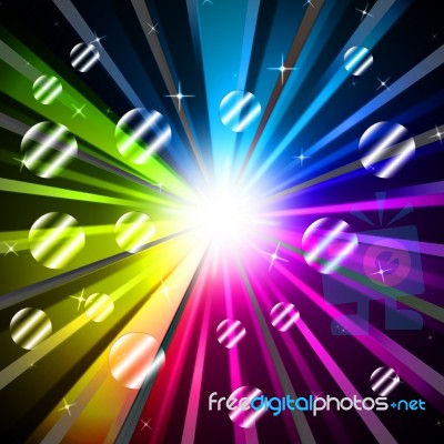 Colorful Rays Background Shows Glowing And Party
 Stock Image