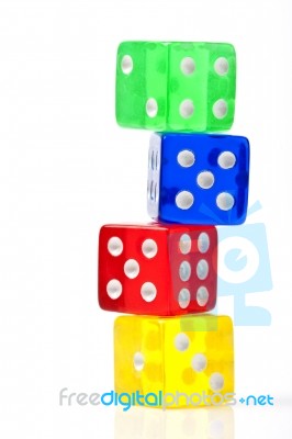 Colorful Stacked Dices Stock Photo