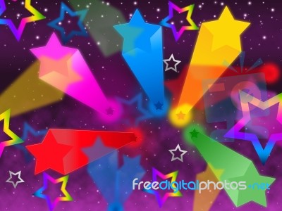 Colorful Stars Background Means Rainbow Space And Bright Stock Image