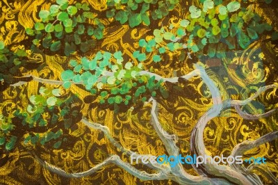 Colorful Thai Mural Painting In Wat Wat Pa Lelai Stock Photo
