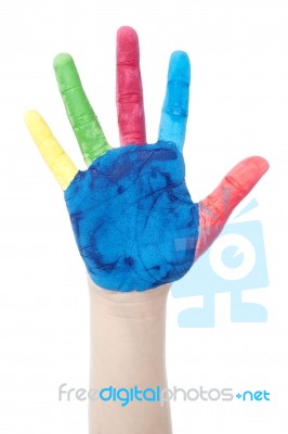 Colorfully Painted Hand Stock Photo