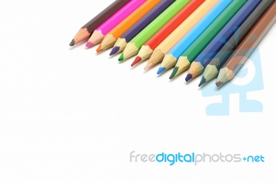 Coloured Pencils Isolated On White Background Stock Photo