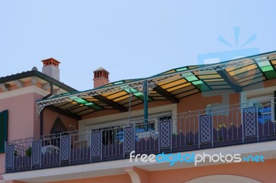 Colourful Building In Cannigione Sardinia Stock Photo
