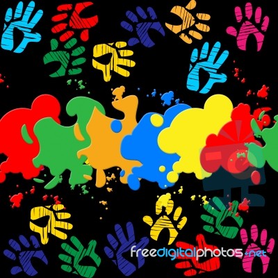 Colourful Handprints Indicates Color Colors And Backgrounds Stock Image