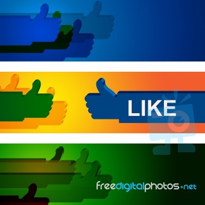 Colourful Like Indicates Social Media And Friend Stock Image