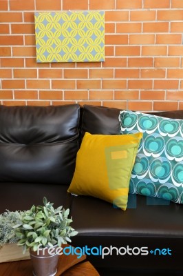 Colourful Pillows On A Sofa Stock Photo