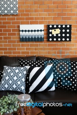 Colourful Pillows On A Sofa Stock Photo