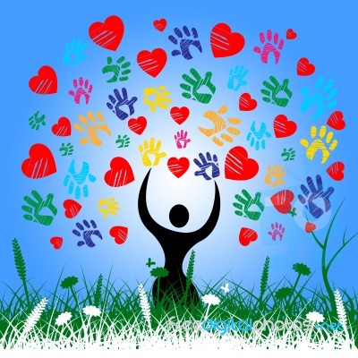 Colourful Tree Indicates Valentines Day And Color Stock Image